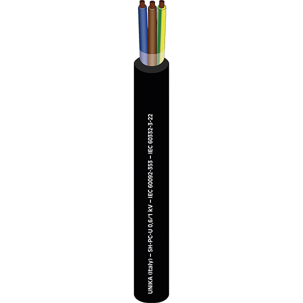 SH-PC-U, Cavi unipolari e multipolari di potenza e controllo 0, 6/1 kV per installazione navale, LSZH, ritardanti la fiamma, non armati.