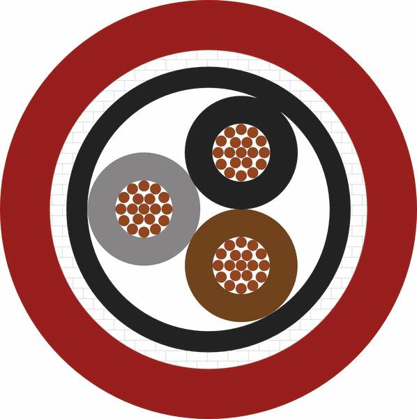 UNINAV type NMV three cores, Cavo di potenza tripolare, armato, di media tensione 1, 8 / 3 kV